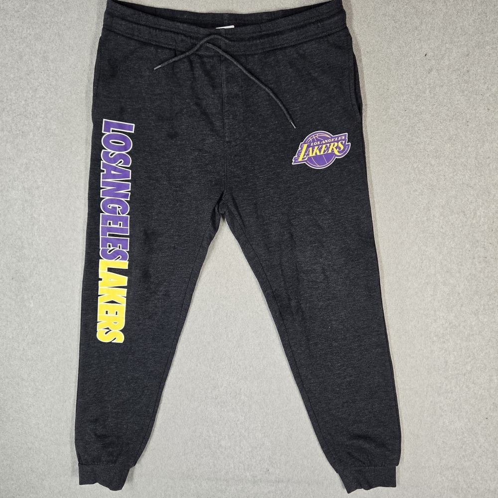 Los Angeles Lakers Men Activewear Pants XL Gray Ultra Game Sweatpants Team Logo